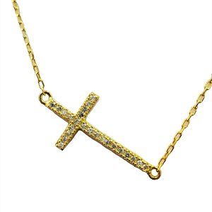 Sterling Silver in Gold Plated Cross Necklace